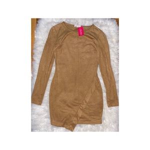 Long Sleeve Suede Dress